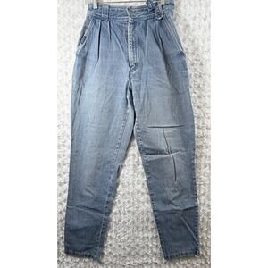 Sasson 80s Vintage High Waisted Pleated Mom Jean Light Wash Tapered Leg Size 11